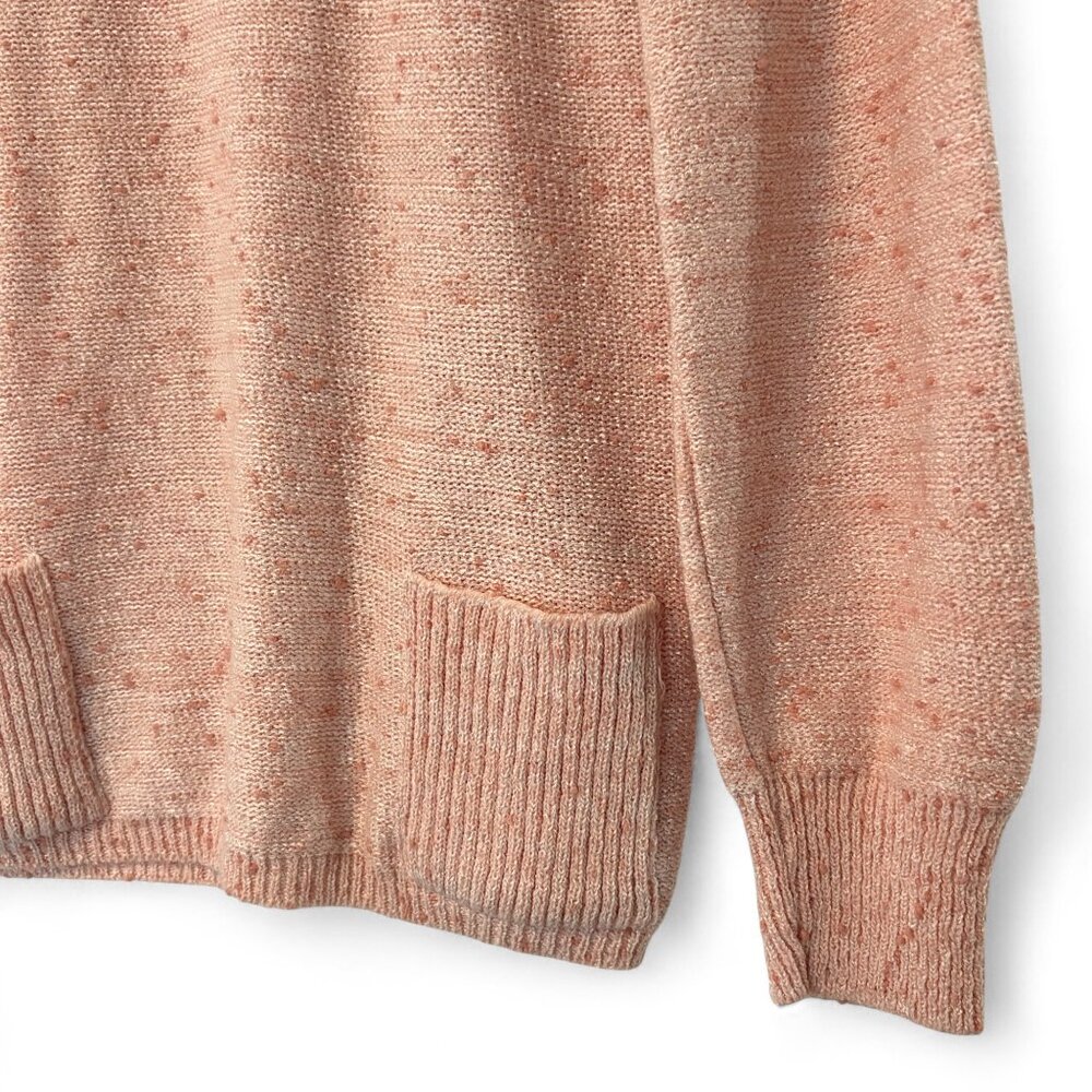 Vintage S Knit Light Pink Ribbed Front Pocket Sweater - Picture 2 of 4